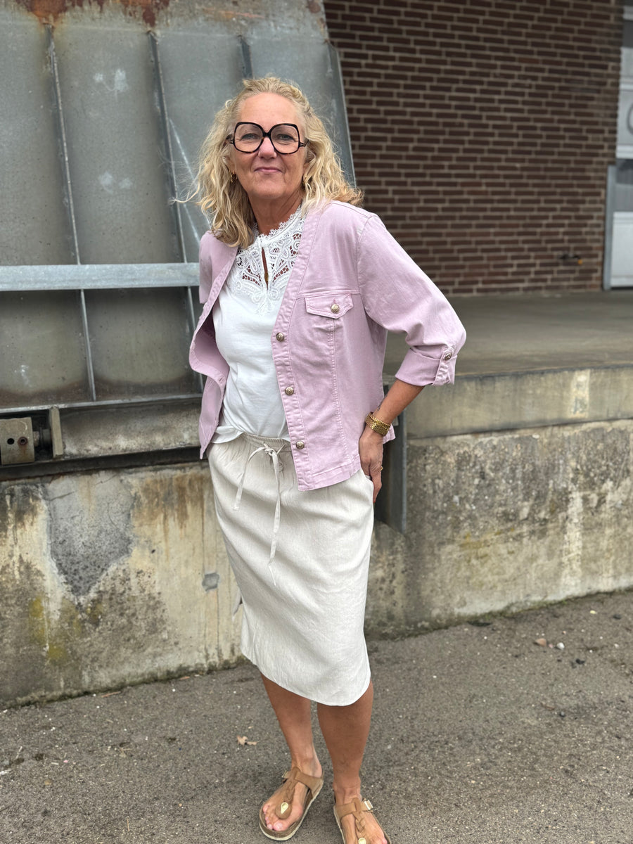 Cream Visti Twill Jacket - Pink Nectar