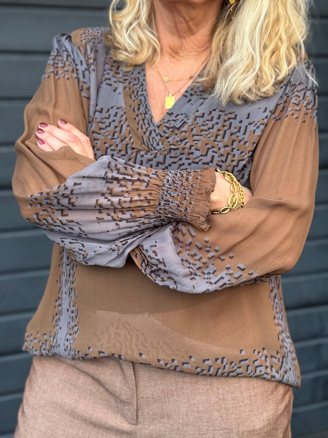 Nü Denmark Bianca Blouse - Dark Earth Mix
