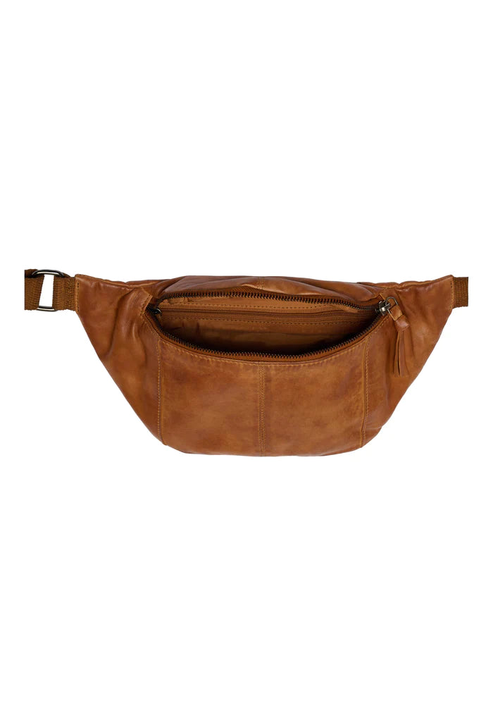 Orchid Bumbag med canvas rem - Cognac w. Gunmetal