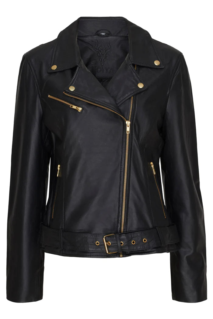 Notyz Biker Jacket - Black w. Gold | Notyz | Køb online hos Moster D – Hurtig levering