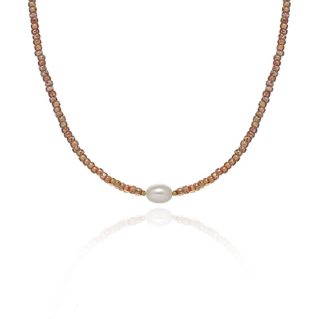 muun studios Brown pearls 2 Necklace 18K Gold Plated