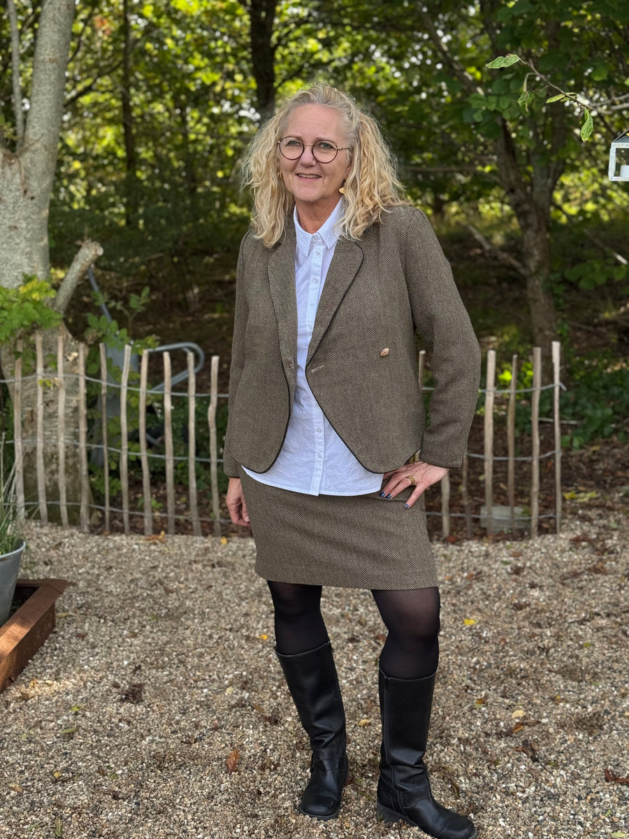 Isay Oda Blazer - Brown Herringbone