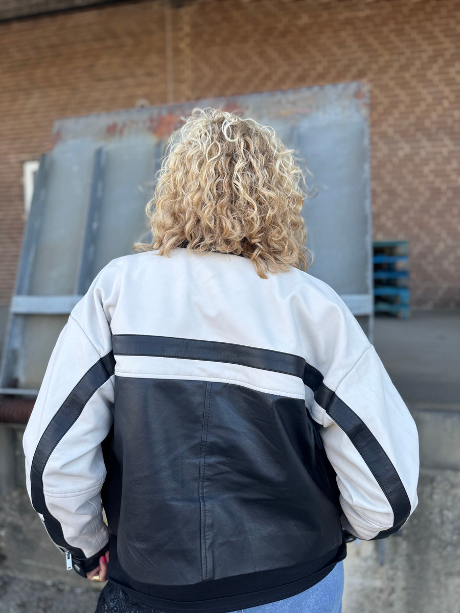 Kaffe Raya Leather Jacket - Black Deep