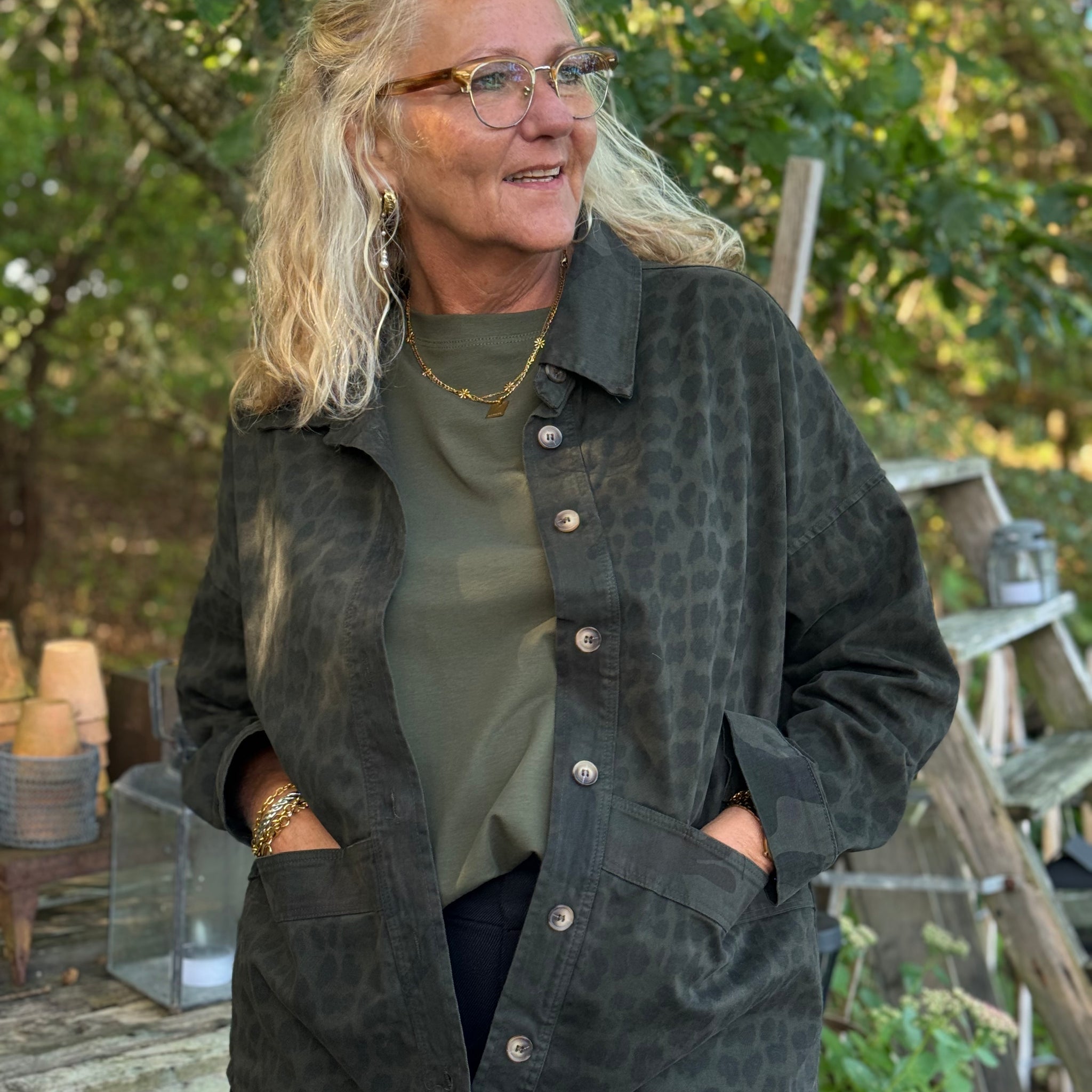 Black Colour Morgan Jacket - Camouflage