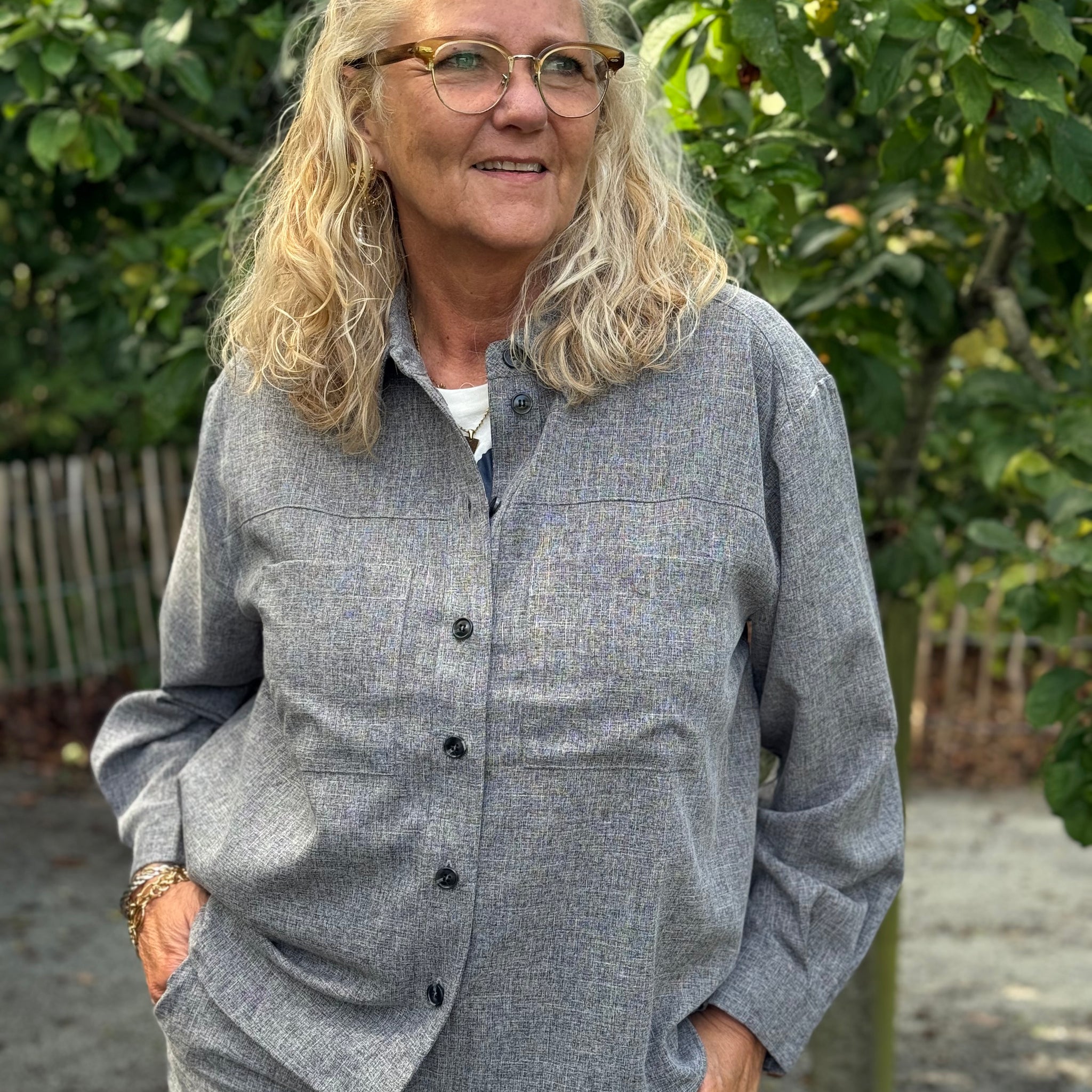 Isay Kiwi Shirt Jacket - Grey Melange