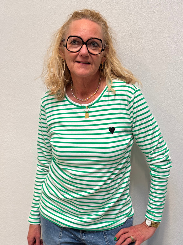 Kaffe Liddy T-shirt - Chalk/Bright Green