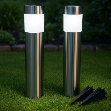 Solcelle havelamper stål 2 stk - 41cm