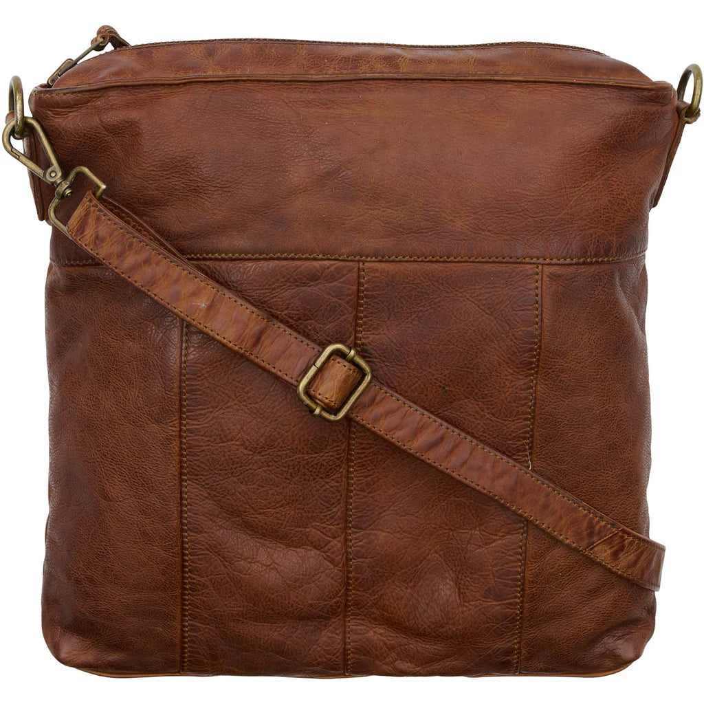 Orchid Cross Body Bag - Dark Cognac w. Brass Acc.