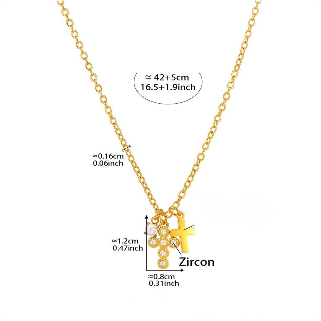 muun studios Cross zircon Necklace 18K Gold Plated