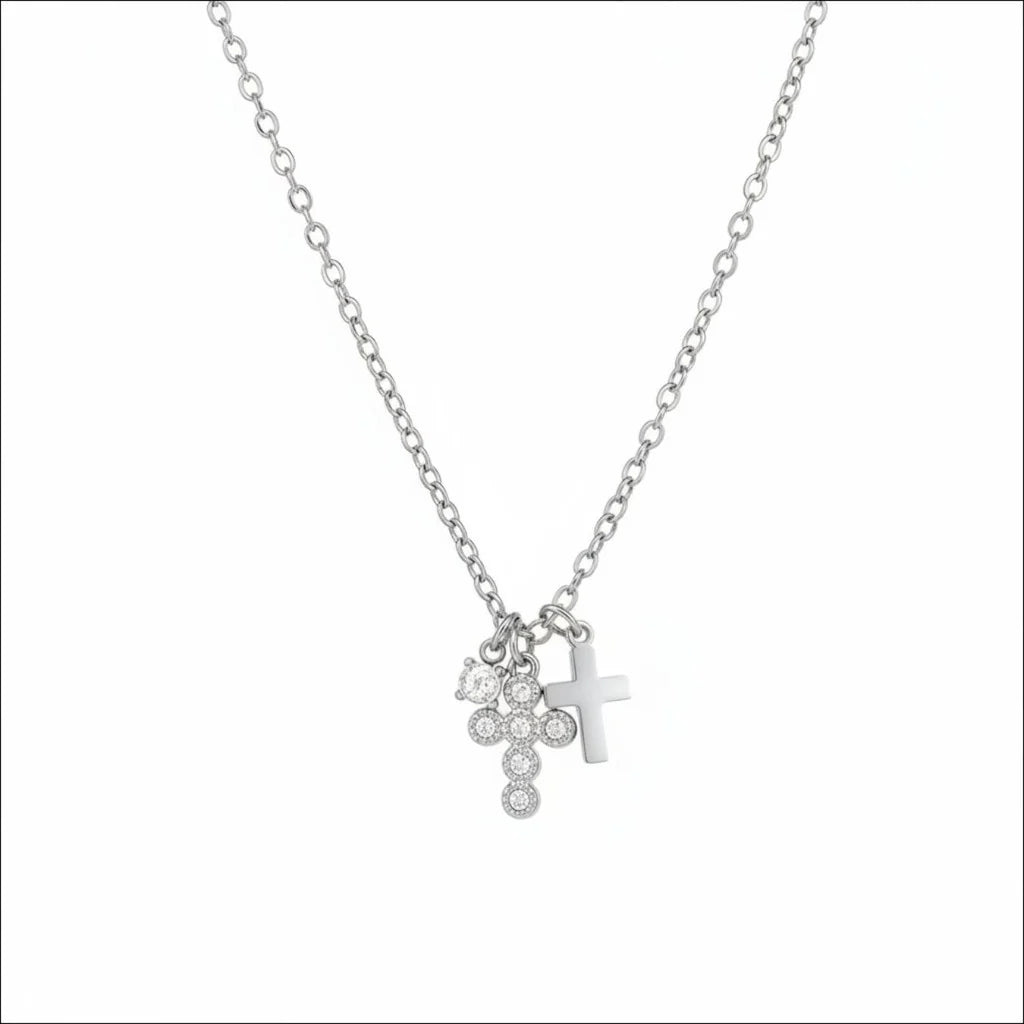 muun studios Cross zircon Necklace 18K Gold Plated