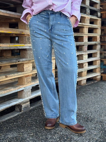 Cream Visti Straight Deco Pant - Miami Light Blue Denim