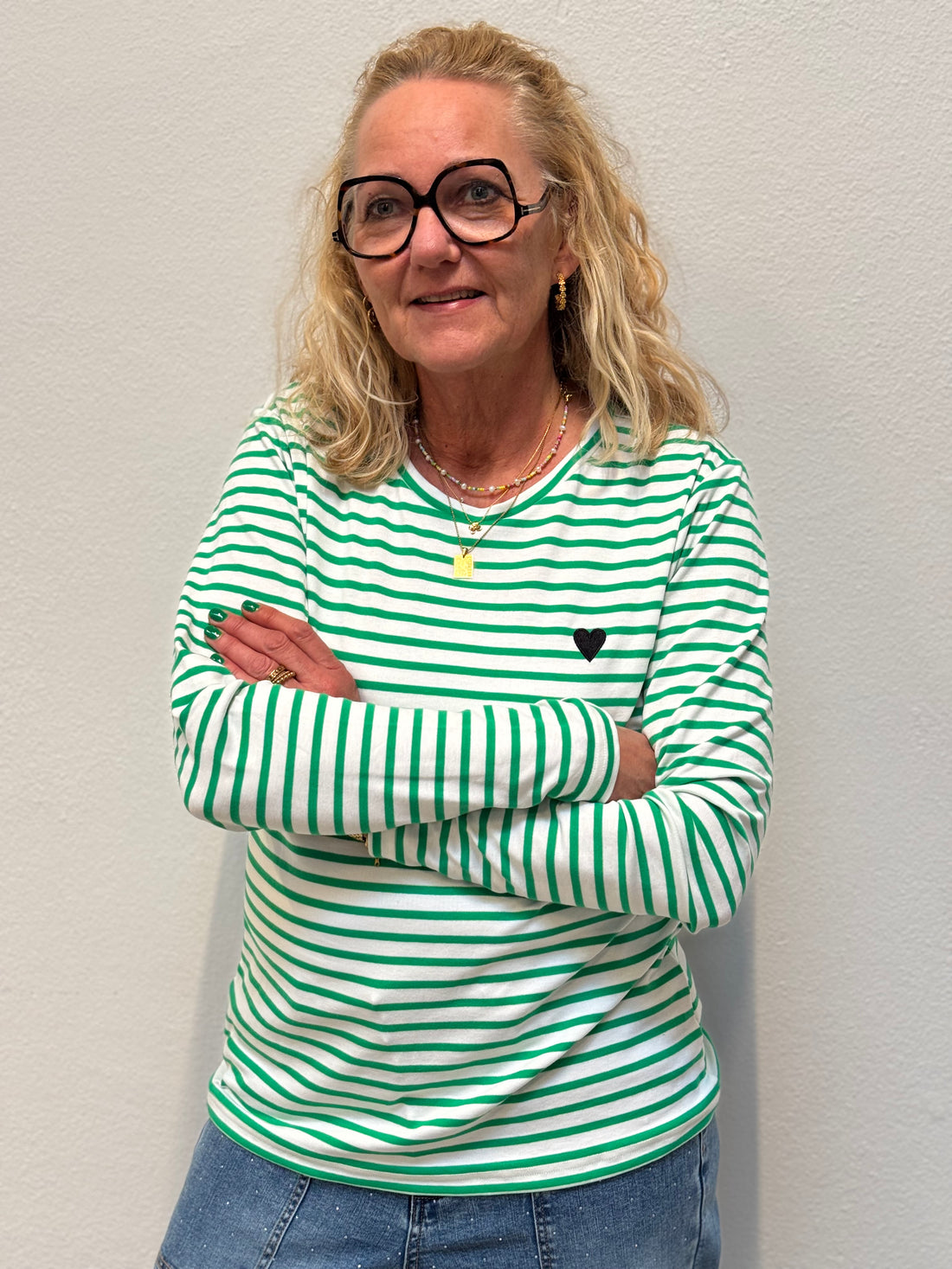 Kaffe Liddy T-shirt - Chalk/Bright Green