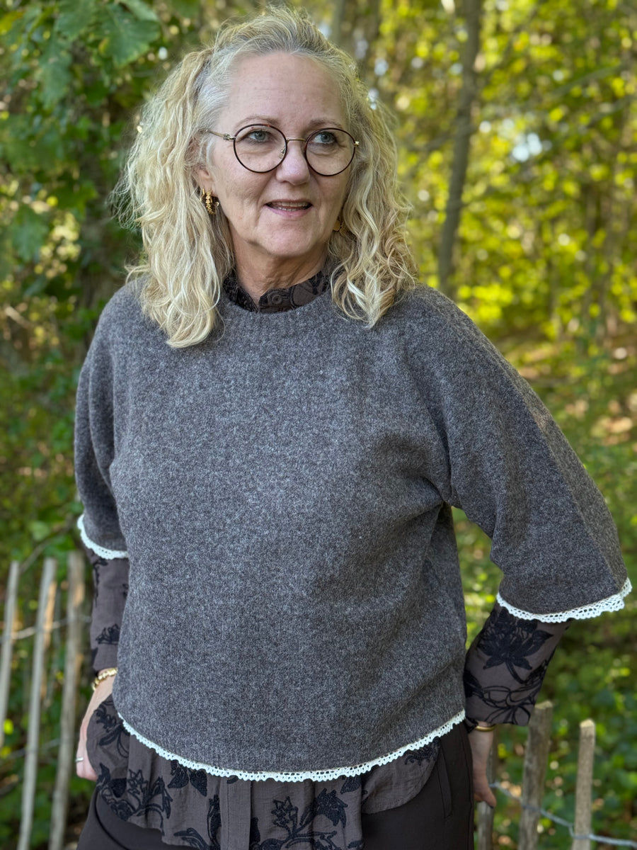 Cream Kibana Knit Pullover - Java Melange