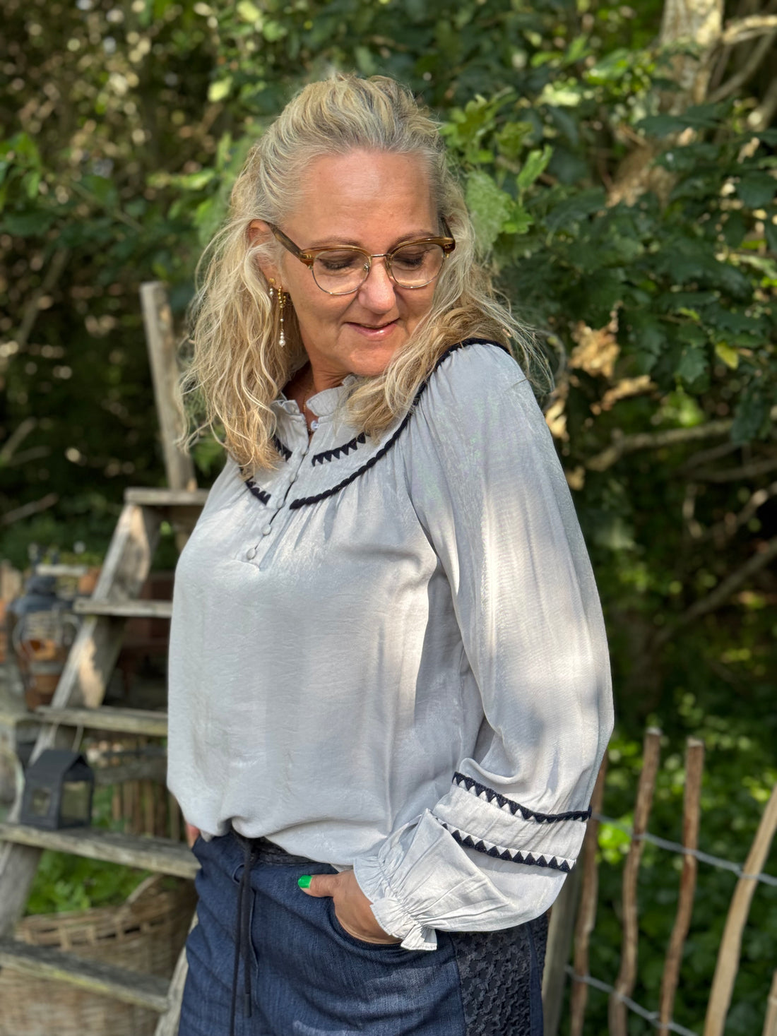 Costa Mani Hanks Blouse - Blue W/Midnight