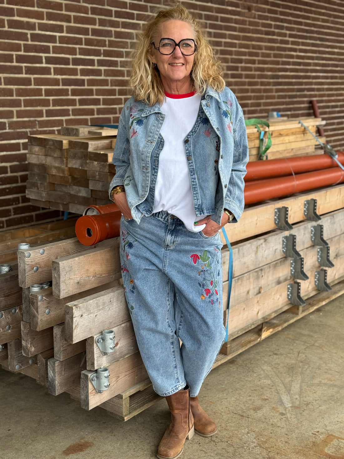 Culture Tiala Aniceta Embroidery Jeans - Light Blue Wash