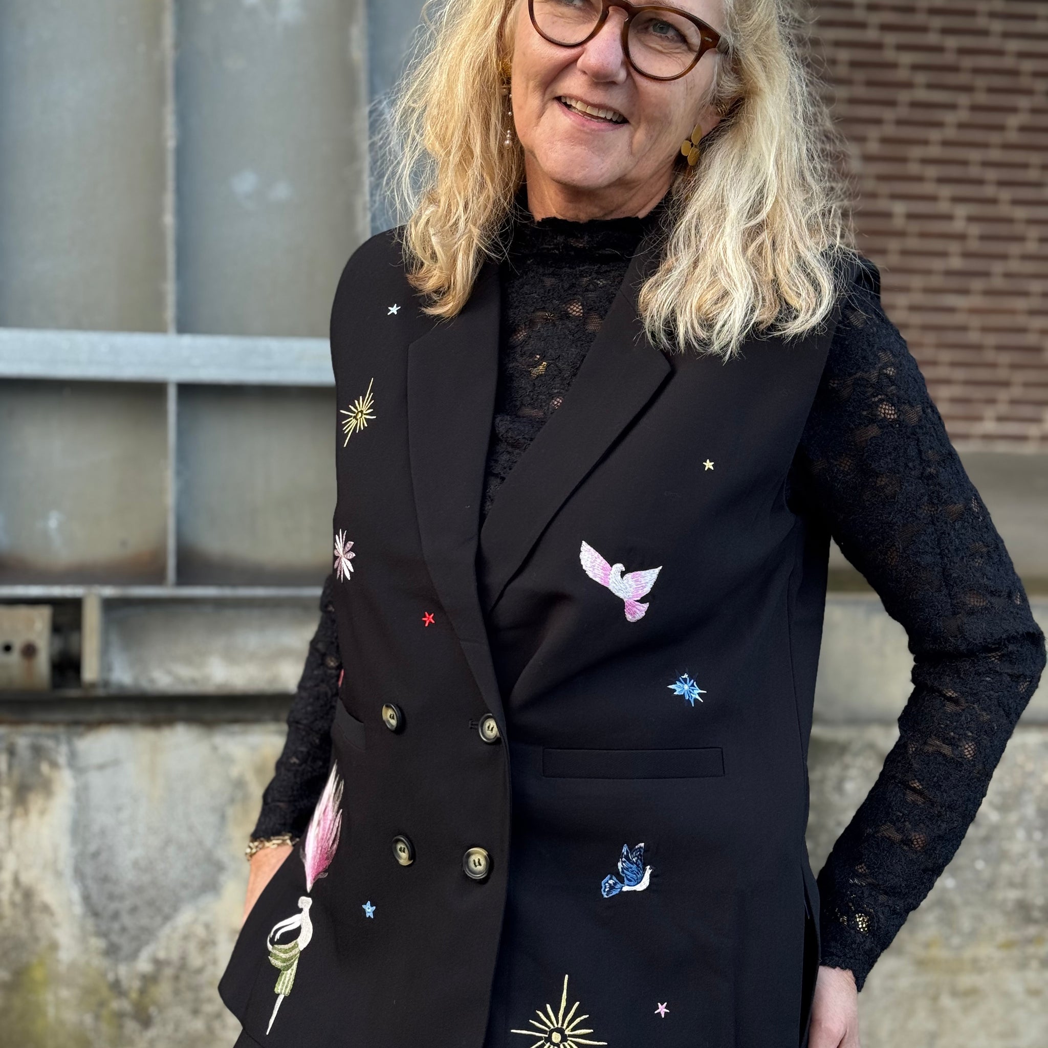 Nümp Almut Long Vest - Caviar