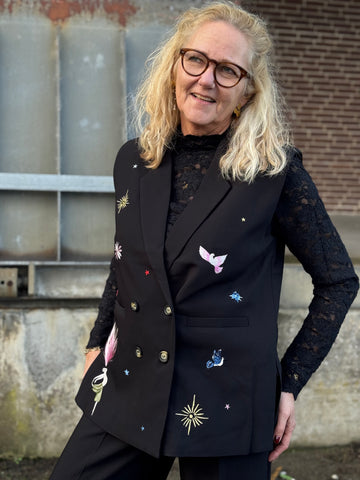 Nümp Almut Long Vest - Caviar