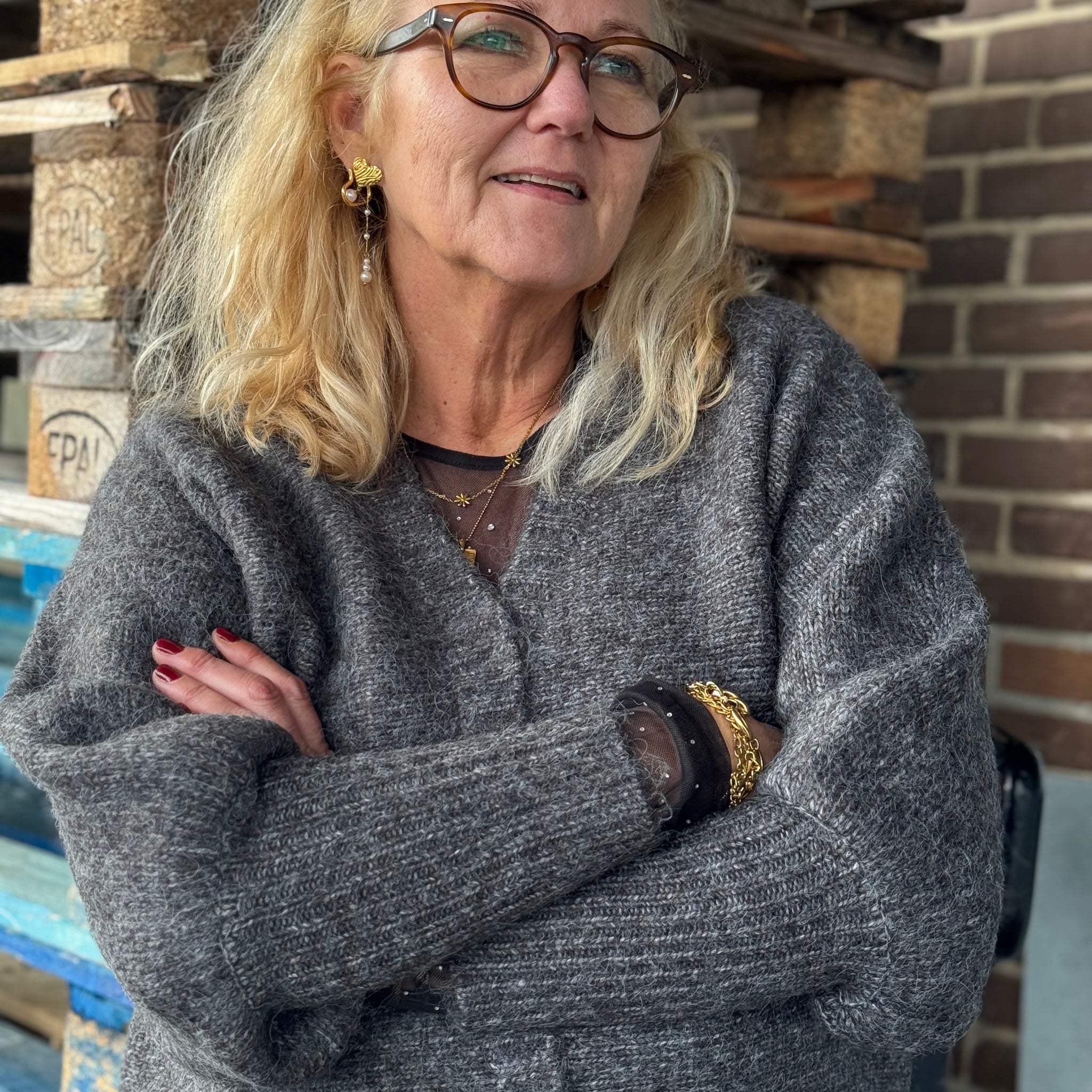 Kaffe Cuba Knit Cardigan - Dark Grey Melange