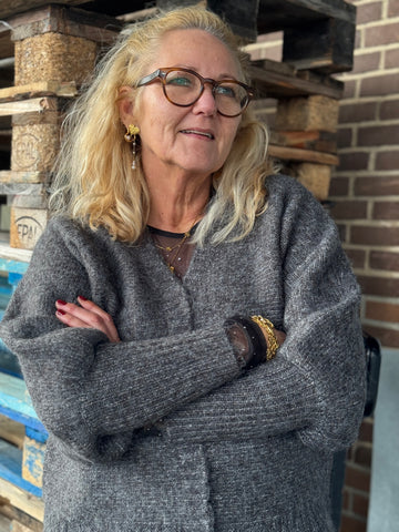 Kaffe Cuba Knit Cardigan - Dark Grey Melange