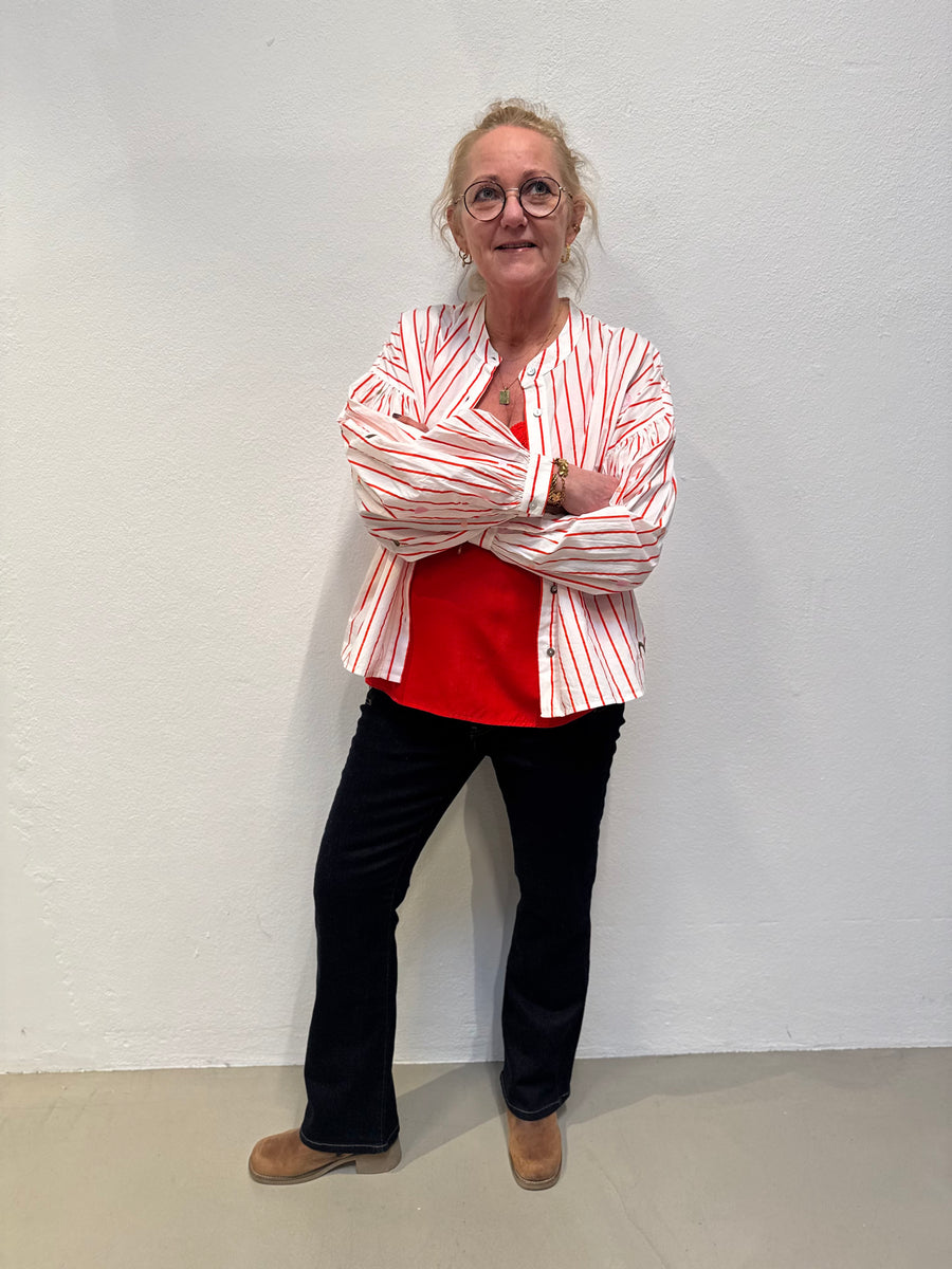 Cream Anna Top - High Risk Red
