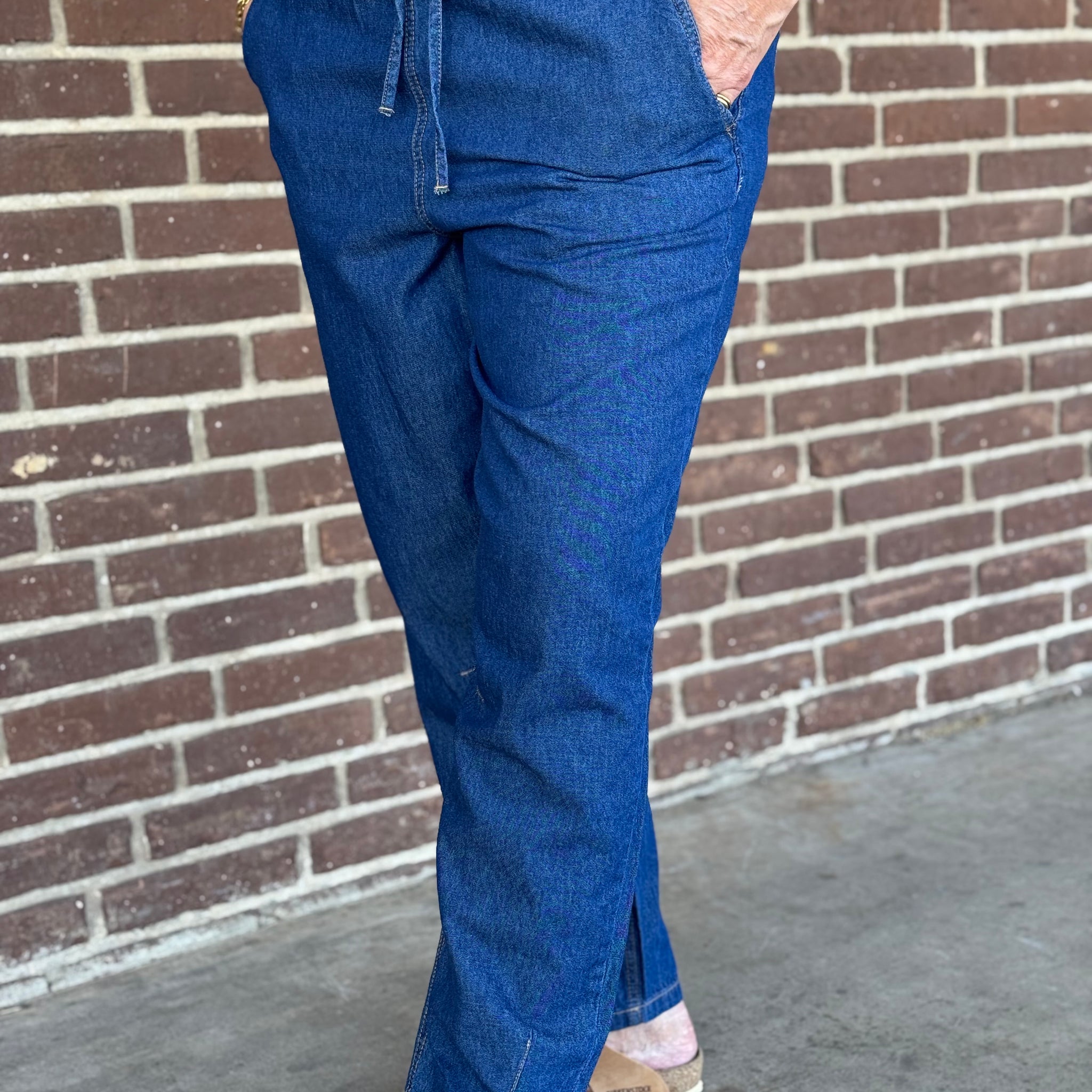 Kaffe Luise Barrel Pants - Dark Blue Chambray