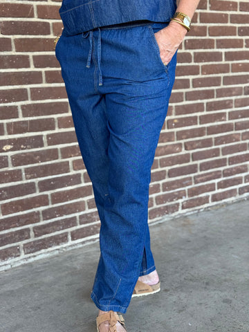 Kaffe Luise Barrel Pants - Dark Blue Chambray