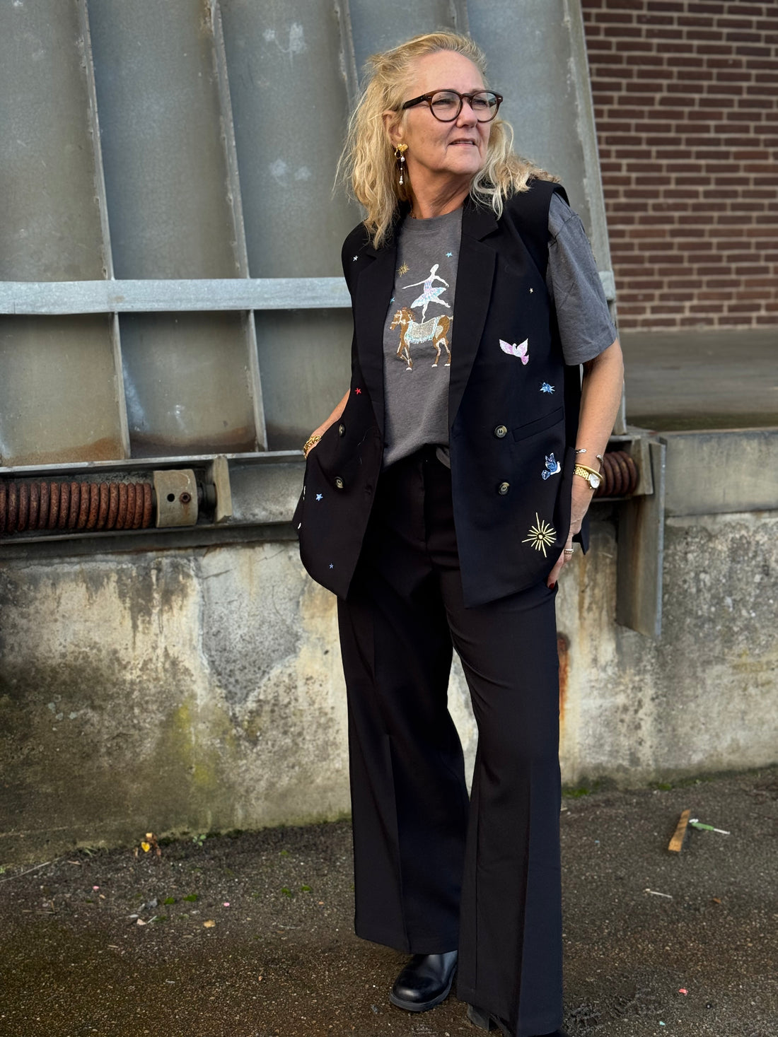 Nümph Prima Oversize T-shirt - Dark Grey Melange