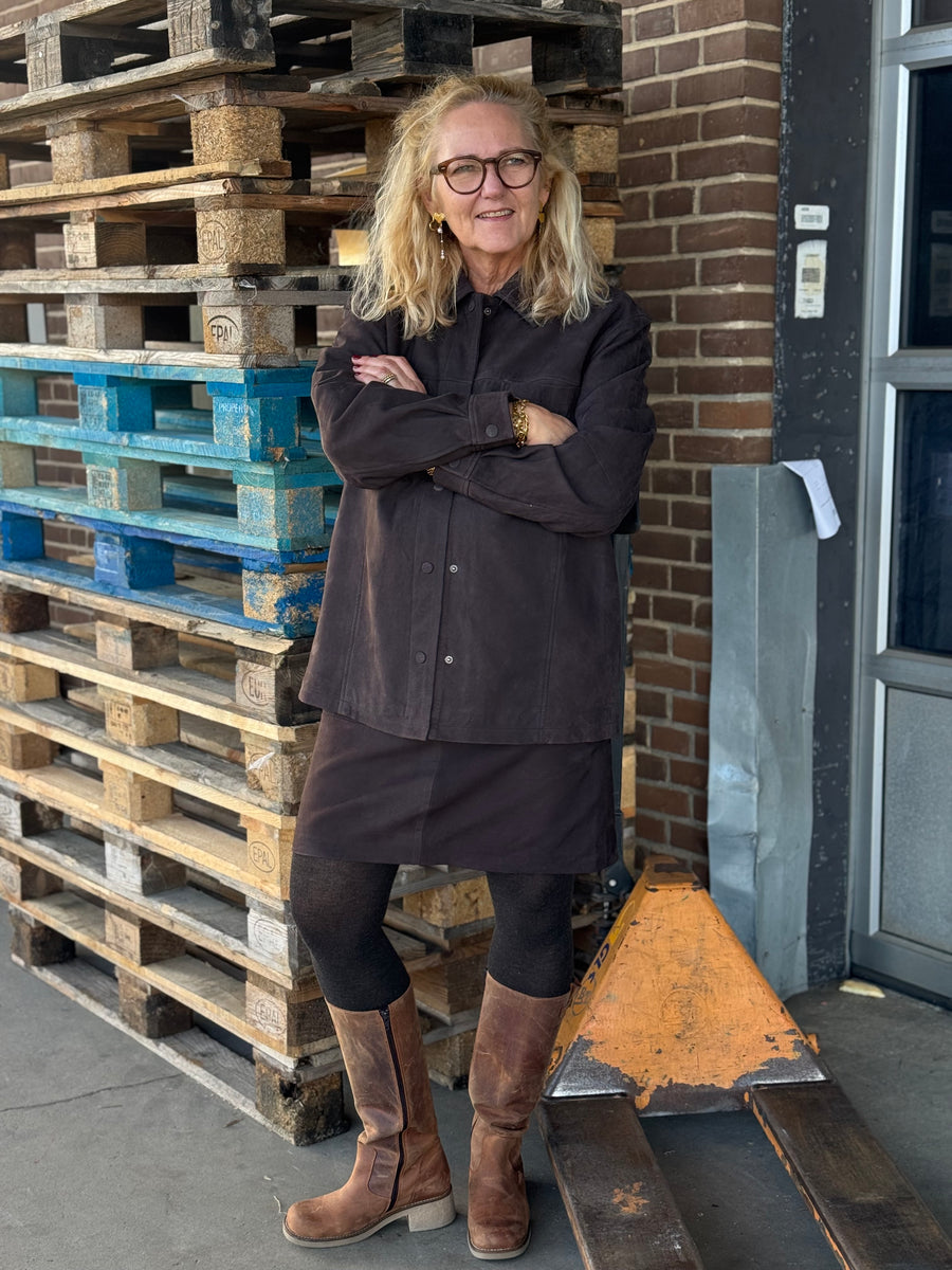 Kaffe Rachel Suede Shirt - Black Coffee