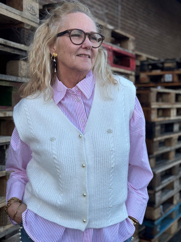 Cream Klementine Knit Vest - Whisper White