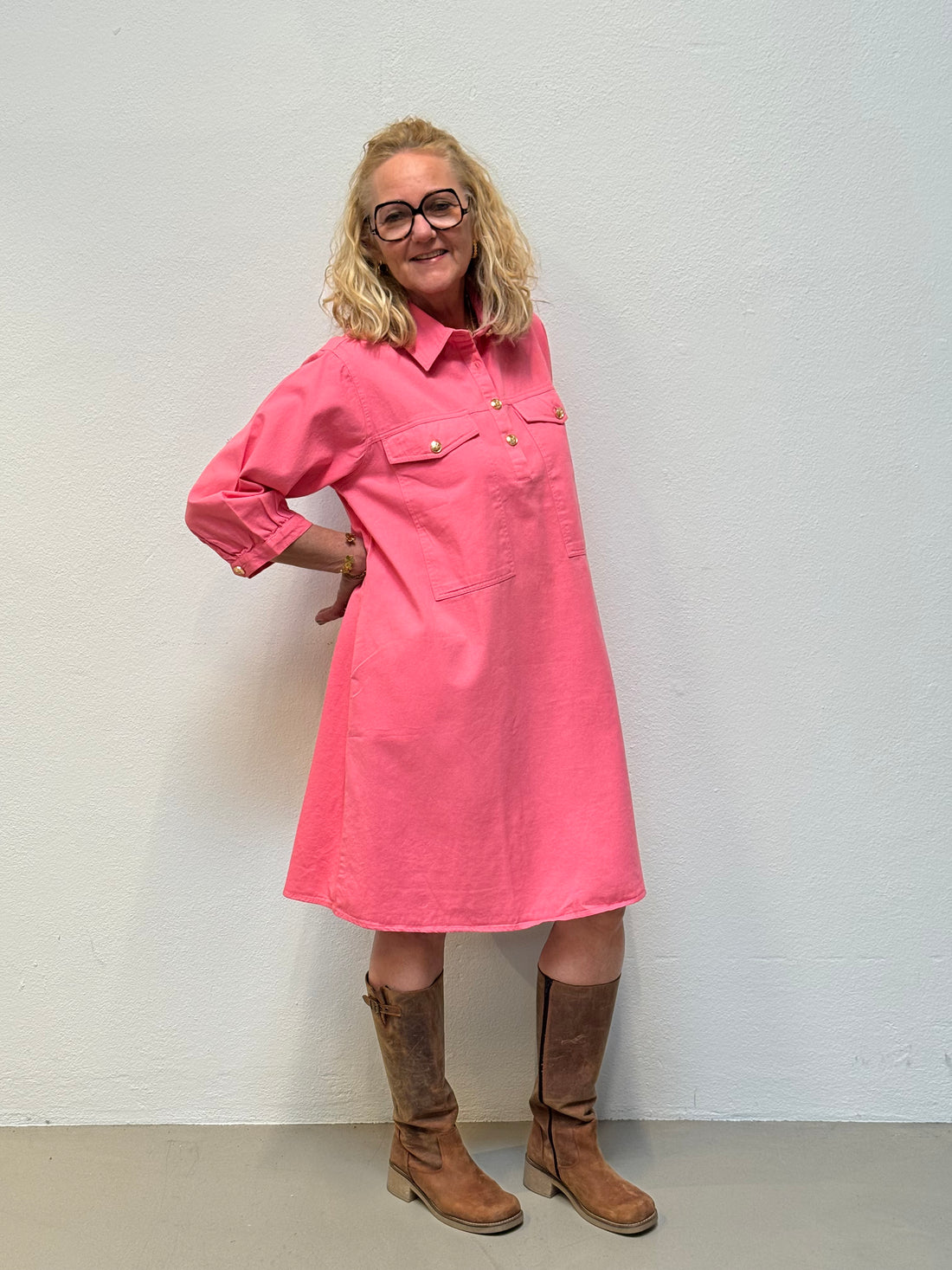 Gaspar Rio Canvas Dress - Coral