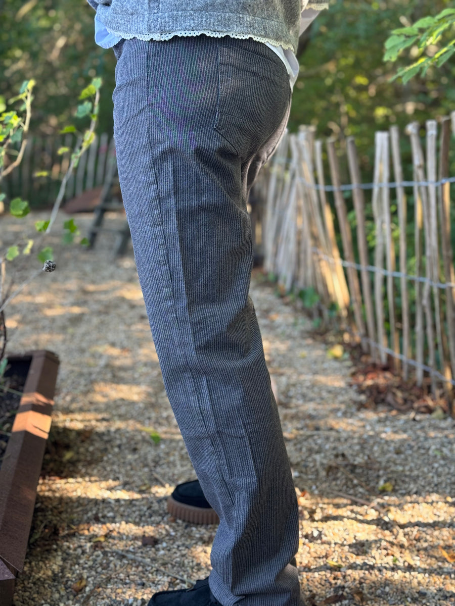 Isay Monza Long Striped Pant - Potato/Black Stripe