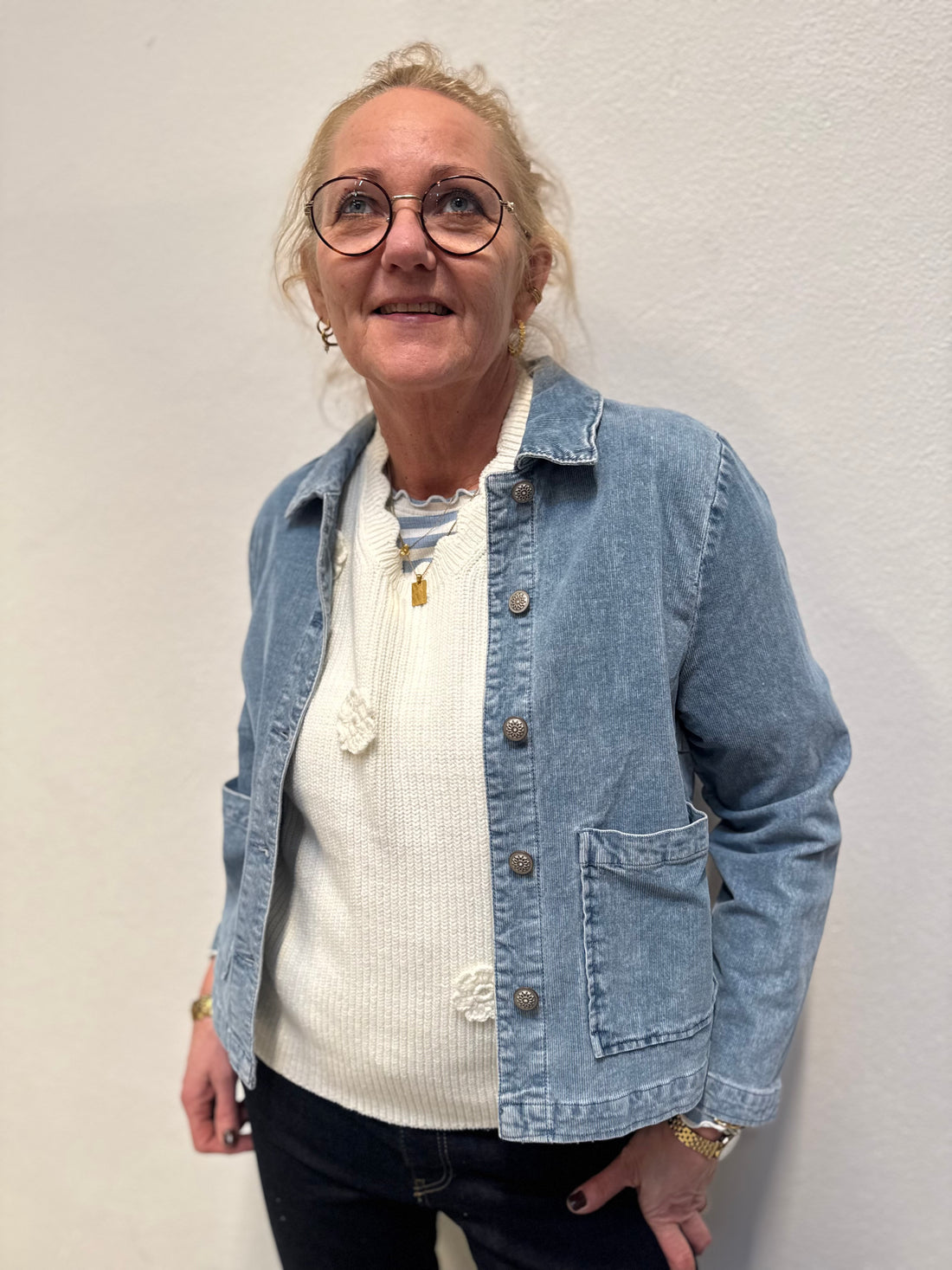 Cream Rafael Corduroy Jacket - Light Blue