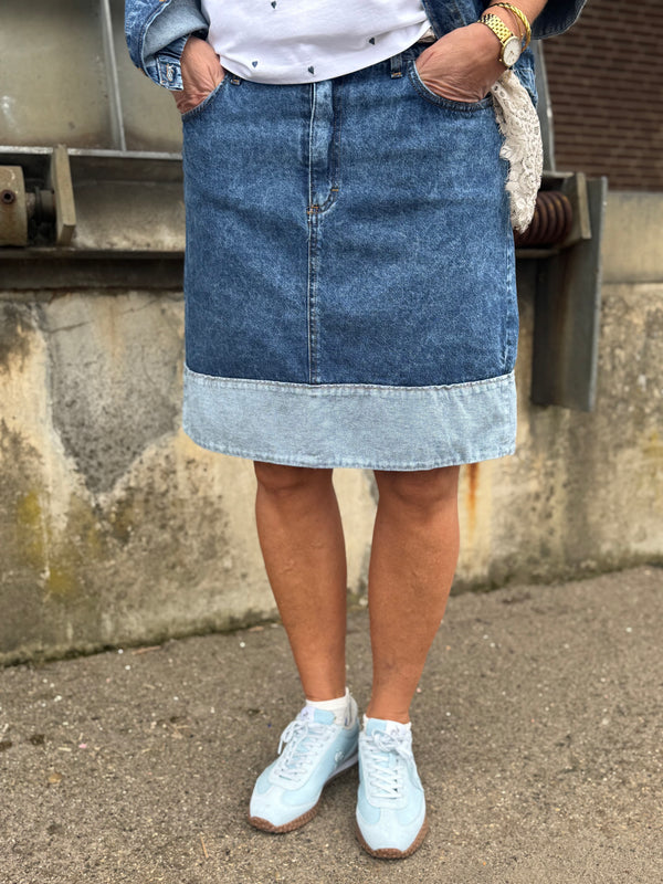 Black Colour Izzy Denim Skirt - Mid Blue