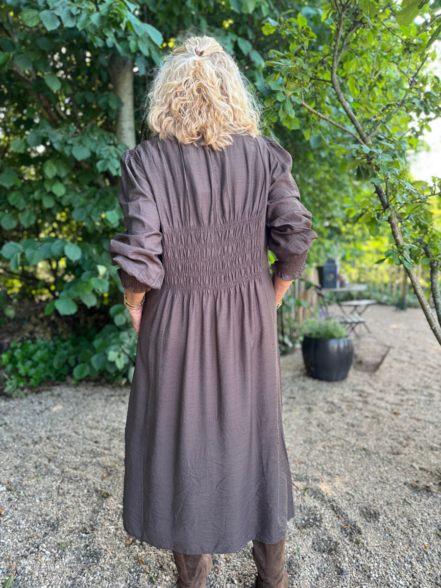 Isay Ane V-Neck Dress - Dark Brown