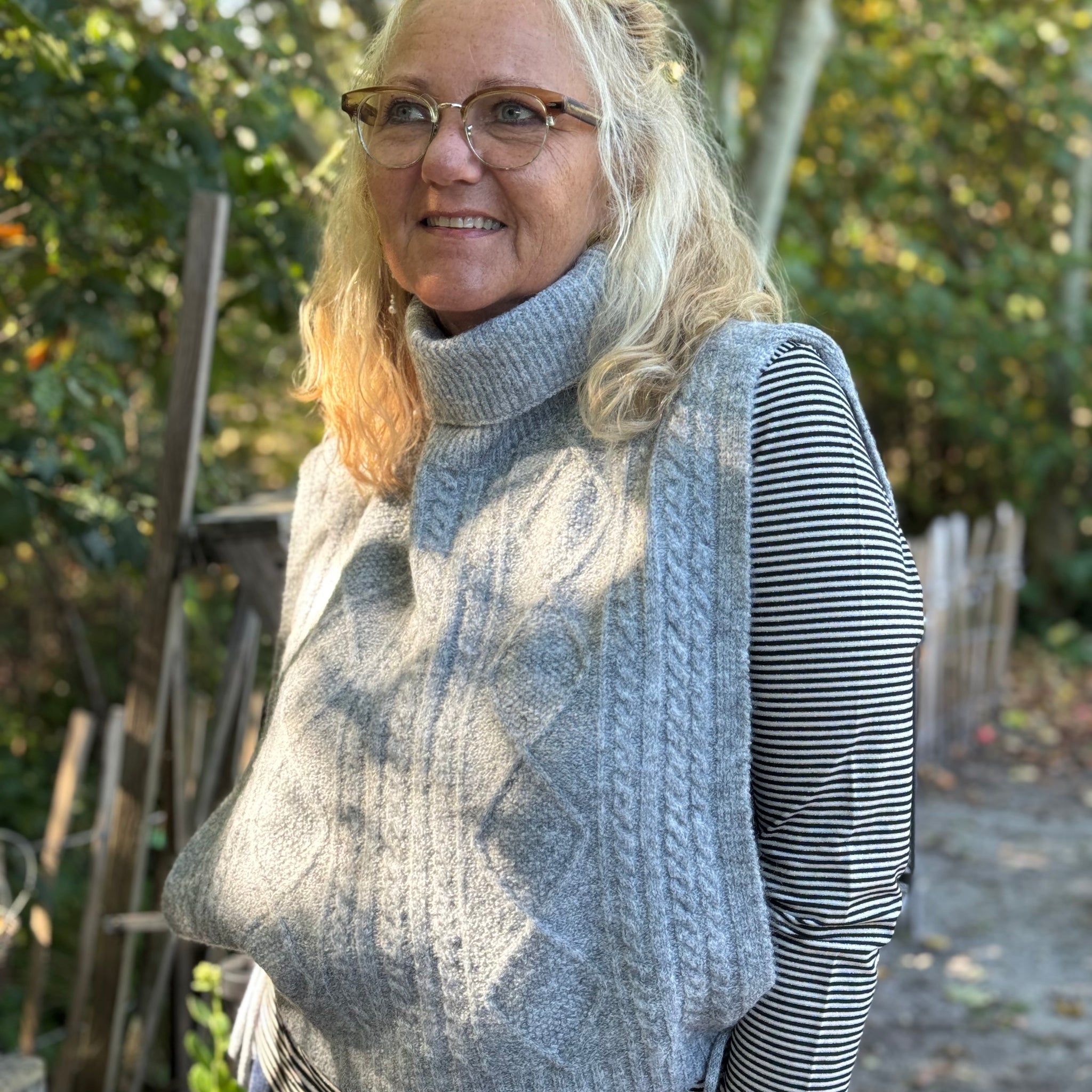 Cream Frina Knit Slipover - Grey Melange