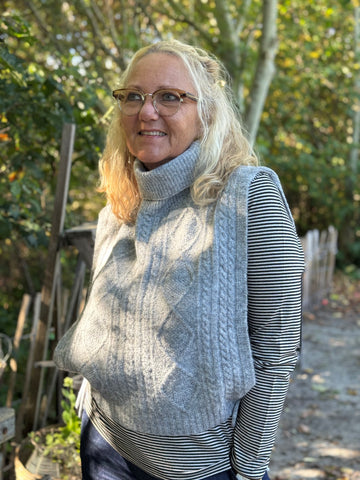 Cream Frina Knit Slipover - Grey Melange