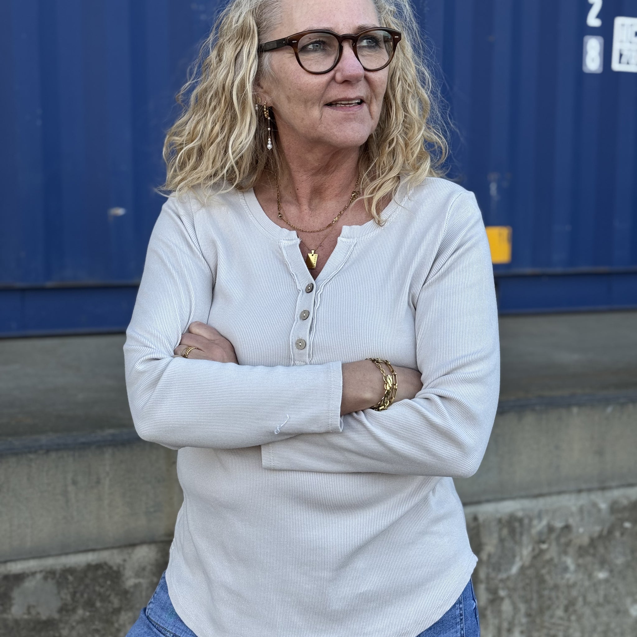 Marta du château Magali LS Tee - Beige | Marta Du Chateau | Køb online hos Moster D – Hurtig levering
