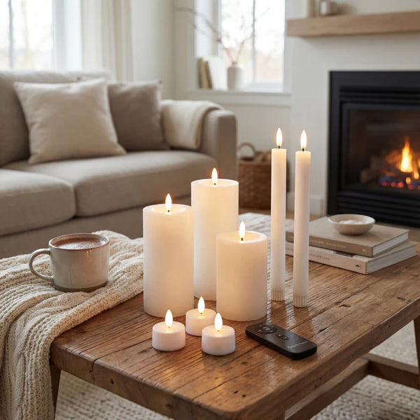 Nordic Flame 10-Pak Premium LED Lys inkl. Fjernbetjening – Hvid