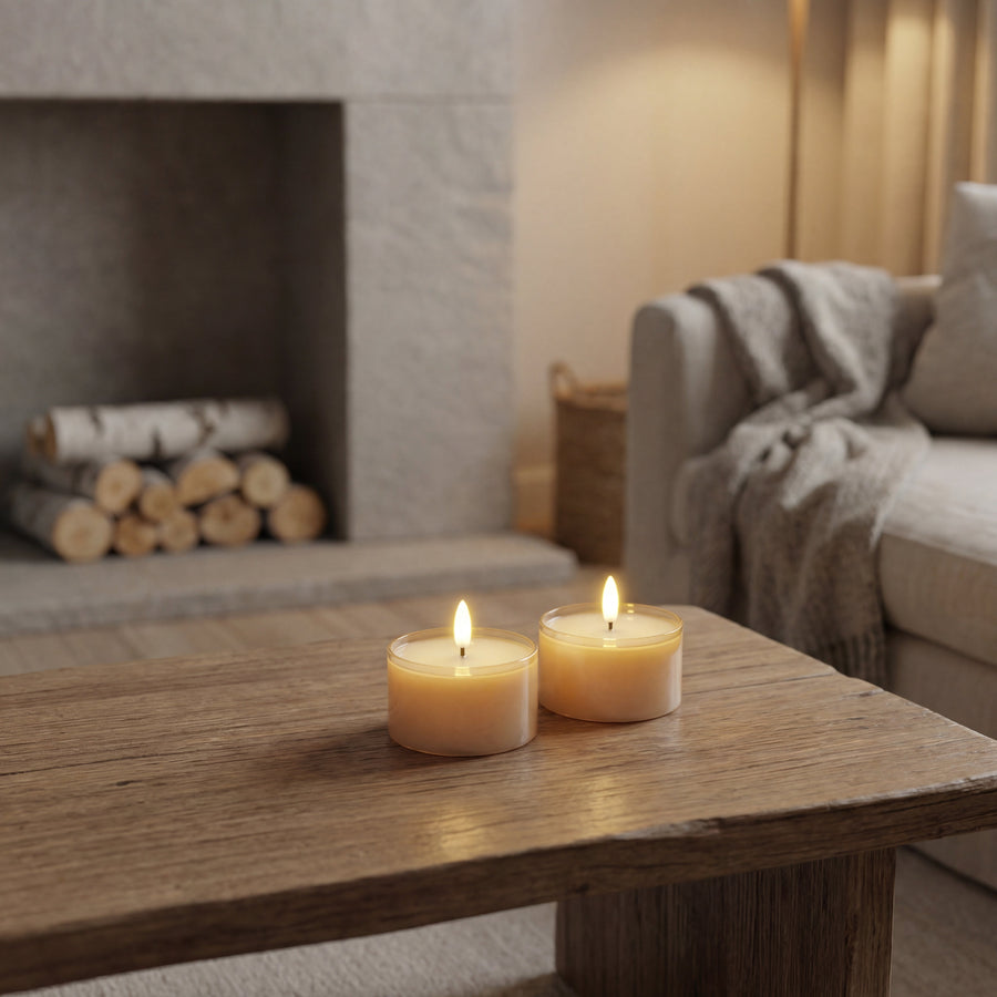 Jumbo LED fyrfadslys i glas - Amber - Nordic Flame