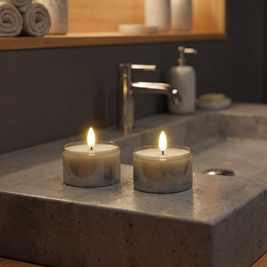 Jumbo LED fyrfadslys i glas - Grå - Nordic Flame