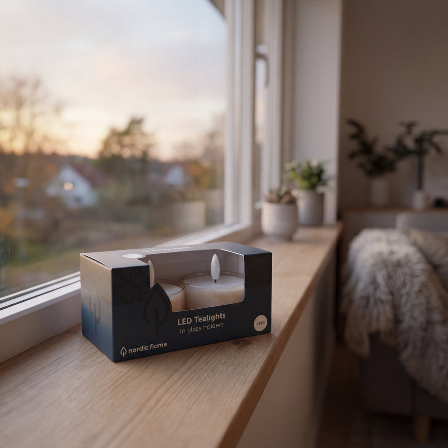 Jumbo LED fyrfadslys i glas - Amber - Nordic Flame