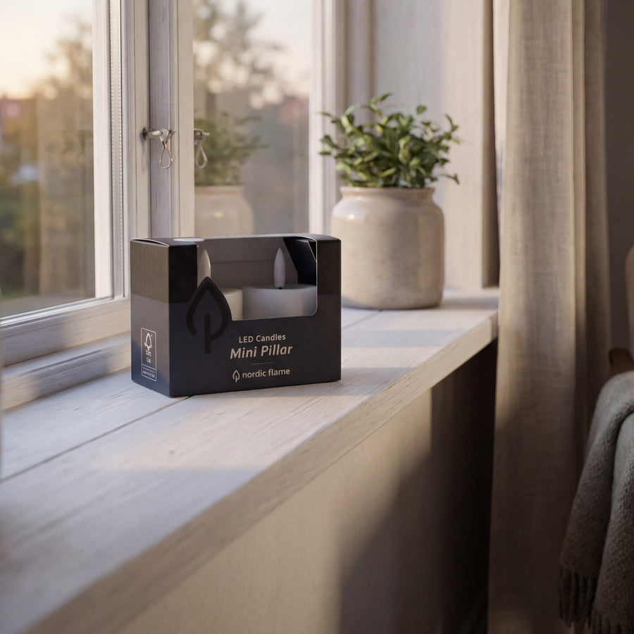 Små LED Bloklys - 2-Pak Hvid - Nordic Flame