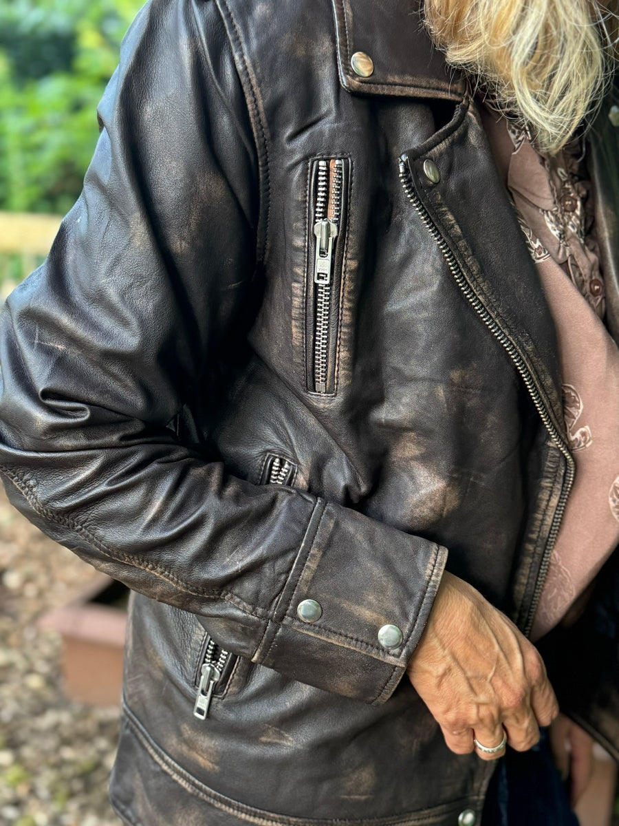 Notyz Oversized Biker jakke - Walnut w. Silver | Notyz | Køb online hos Moster D – Hurtig levering