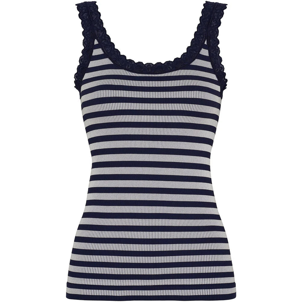 Tim&Simonsen Isa Stripe Rib Top - Blu-Bianco