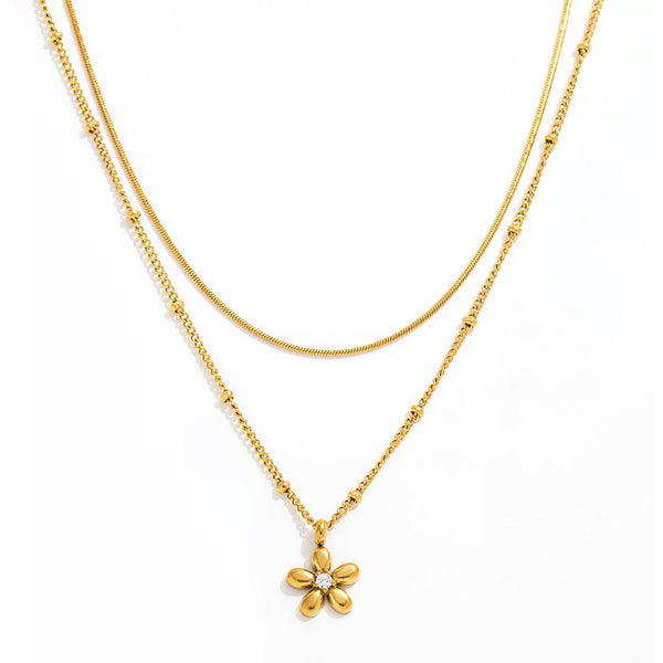 muun studios Ia flower double layer necklace 18k Necklace