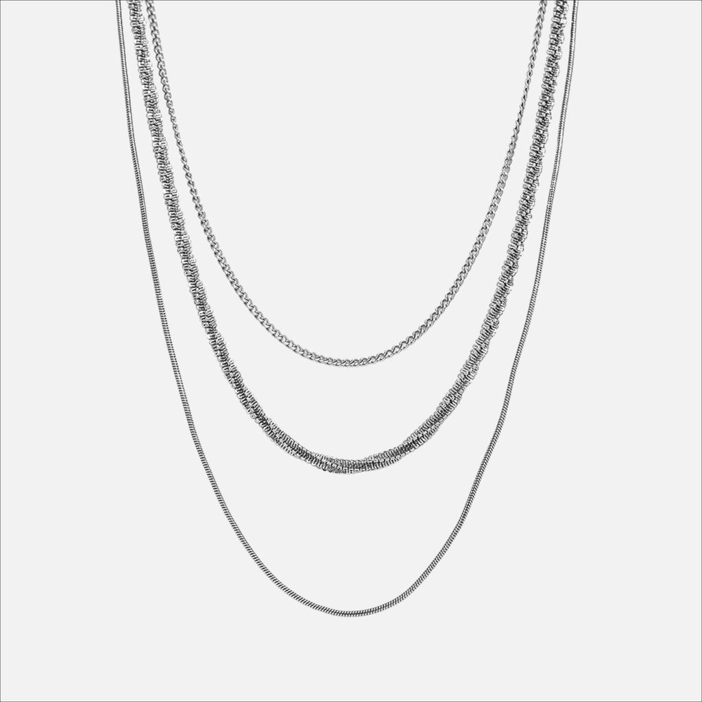 muun studios Lume Triple Chain Halskæde - Rustfrit Stål Necklace