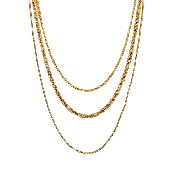muun studios Lume Triple Chain Necklace - 18K Guldbelagt 