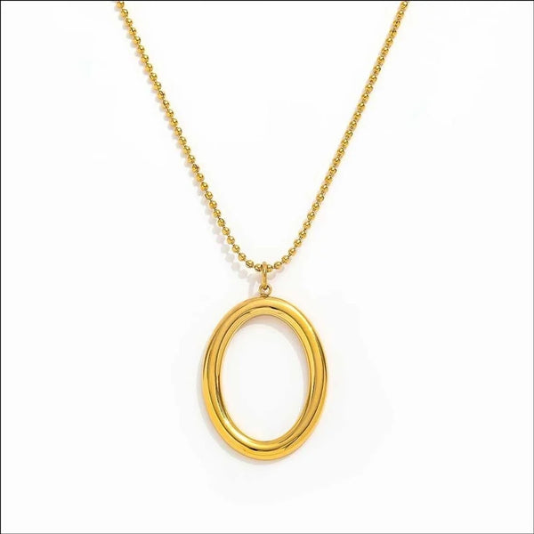 Vega Oval Pendant Halskæde - 18K Guldbelagt