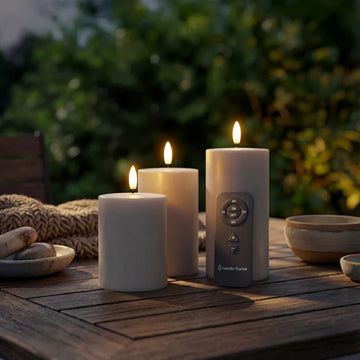 Udendørs 3-Pak Nordic flame LED-lys inkl fjernbetjening - Sand