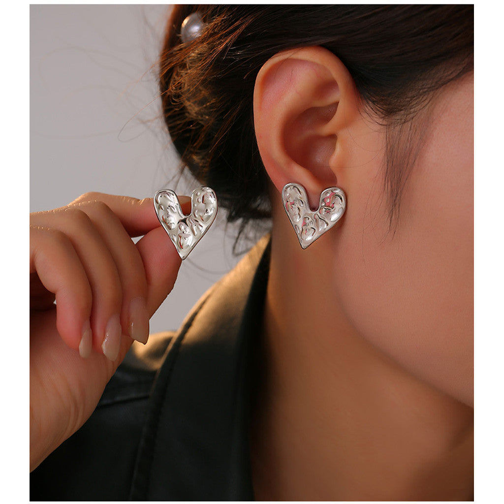 muun studios Liv Heart Studs – 18K Gold Plated stainless steel Earring Stainless Steel